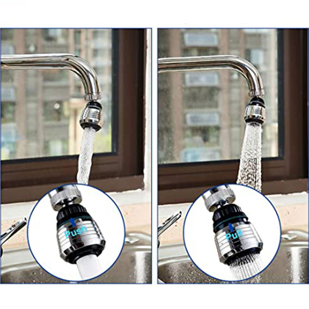 (2er Set) 360° Drehbarer Wasserhahn Luftsprudler Hahn Belüfter Aufsatz für Küche / Bad mit 24mm Aussengewinde - Silber / Schwarz