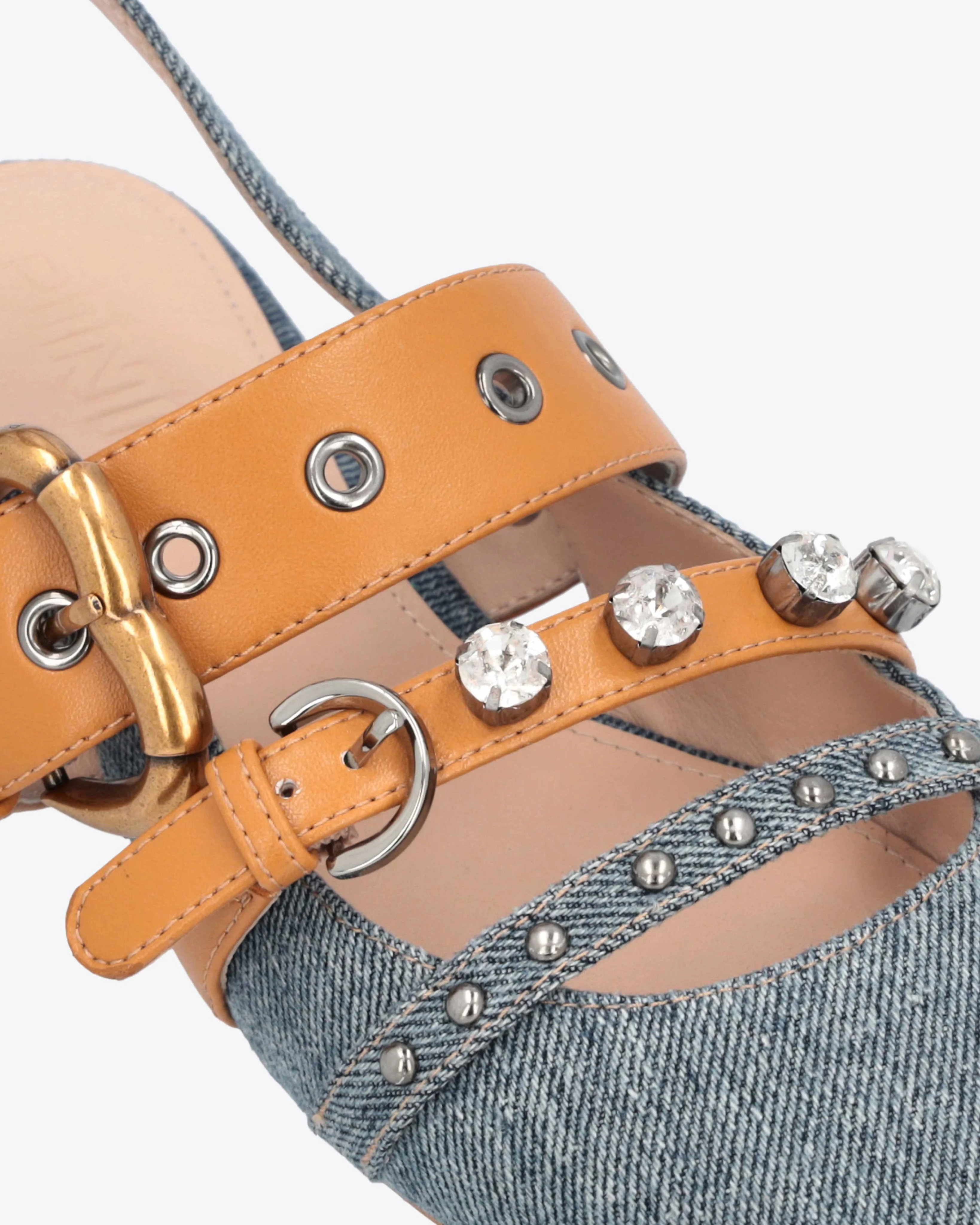 Slingbacks à bout pointu et strass | Bleu