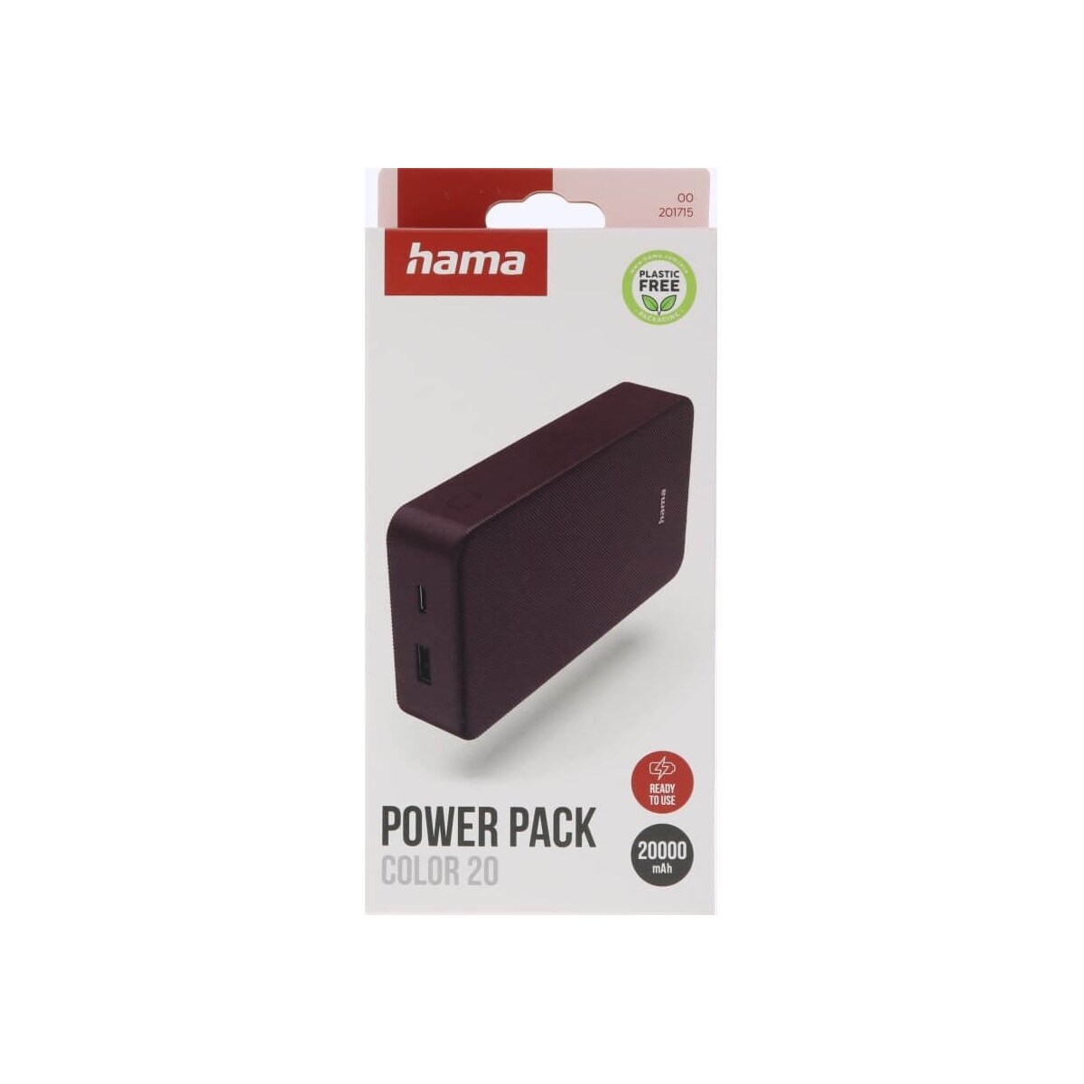 Hama Powerbank Colour 20 20000mAh USB-C+USB-A Plomme