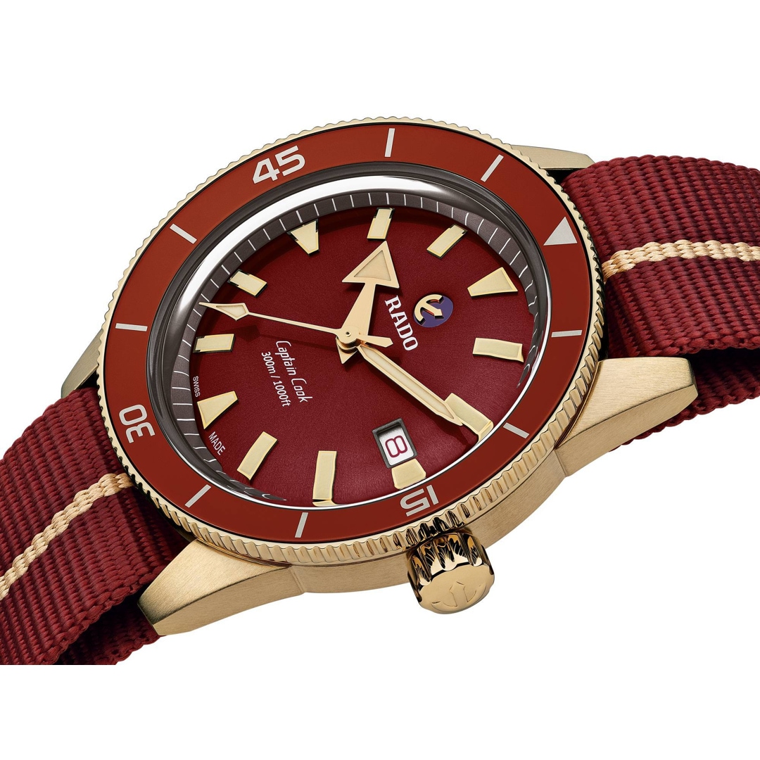 Rado Captain Cook XL Automatik Bronze / Nato rot