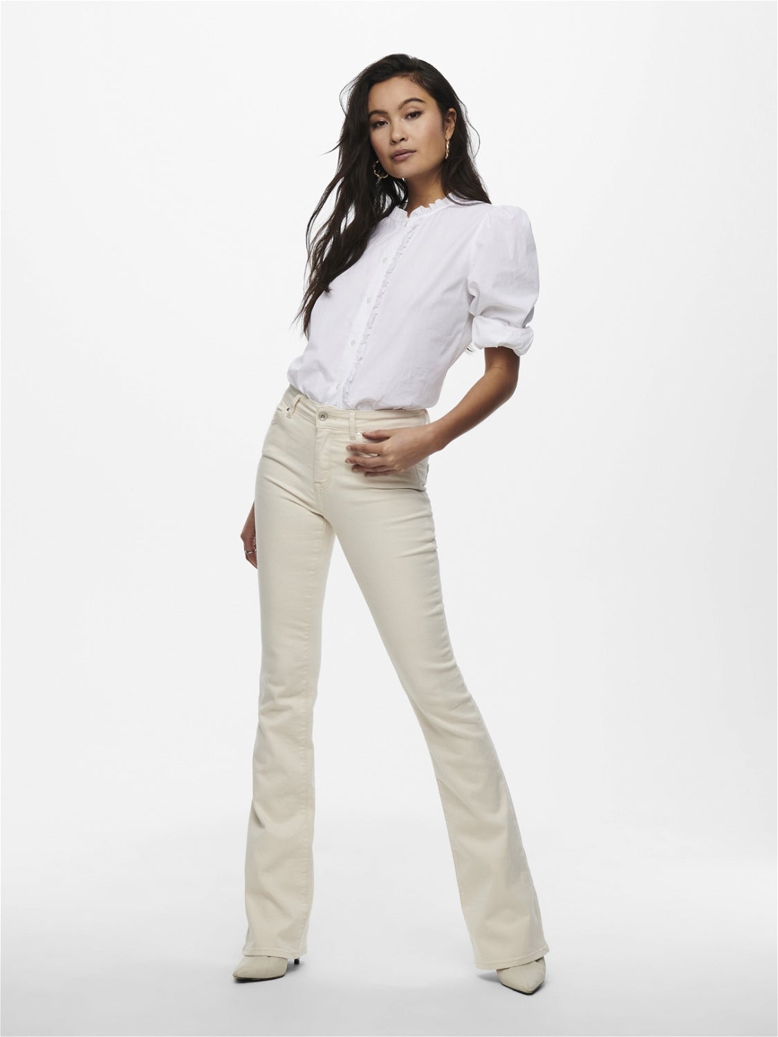 ONLBLUSH Mittlere Taille Ausgestellt Jeans Ecru