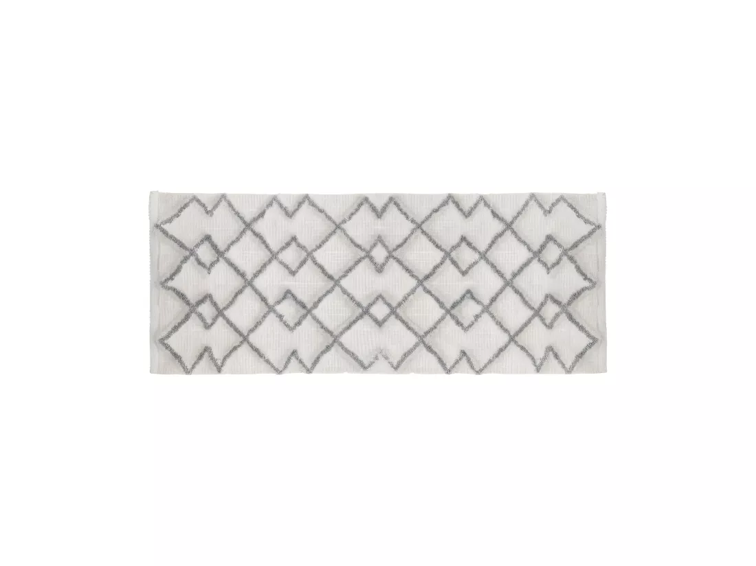 Grand Tapis de salle de bain en Coton déco Gris Ethnique 50 x 120 cm