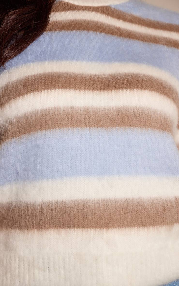 Gris T-shirt Grande Taille À Rayures Brossé