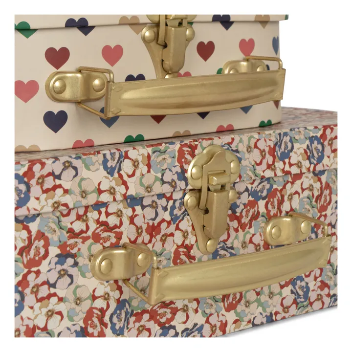 Konges Sløjd Petites valises en carton Coeurs - Set de 2