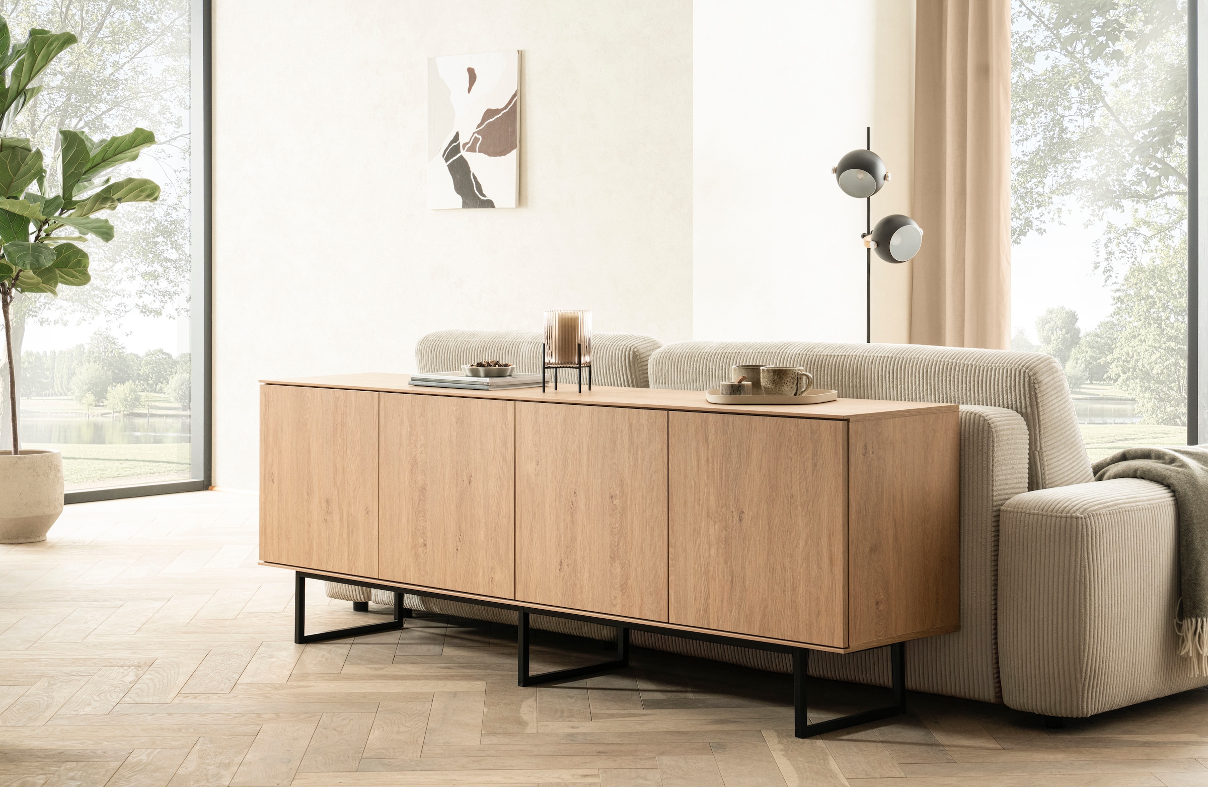 Home affaire Lowboard »Lund, moderner TV-Unterschrank, Kommode mit Kufengestell« ausreichend Stauraum, vielseitig einsetzbar, 200 cm breit