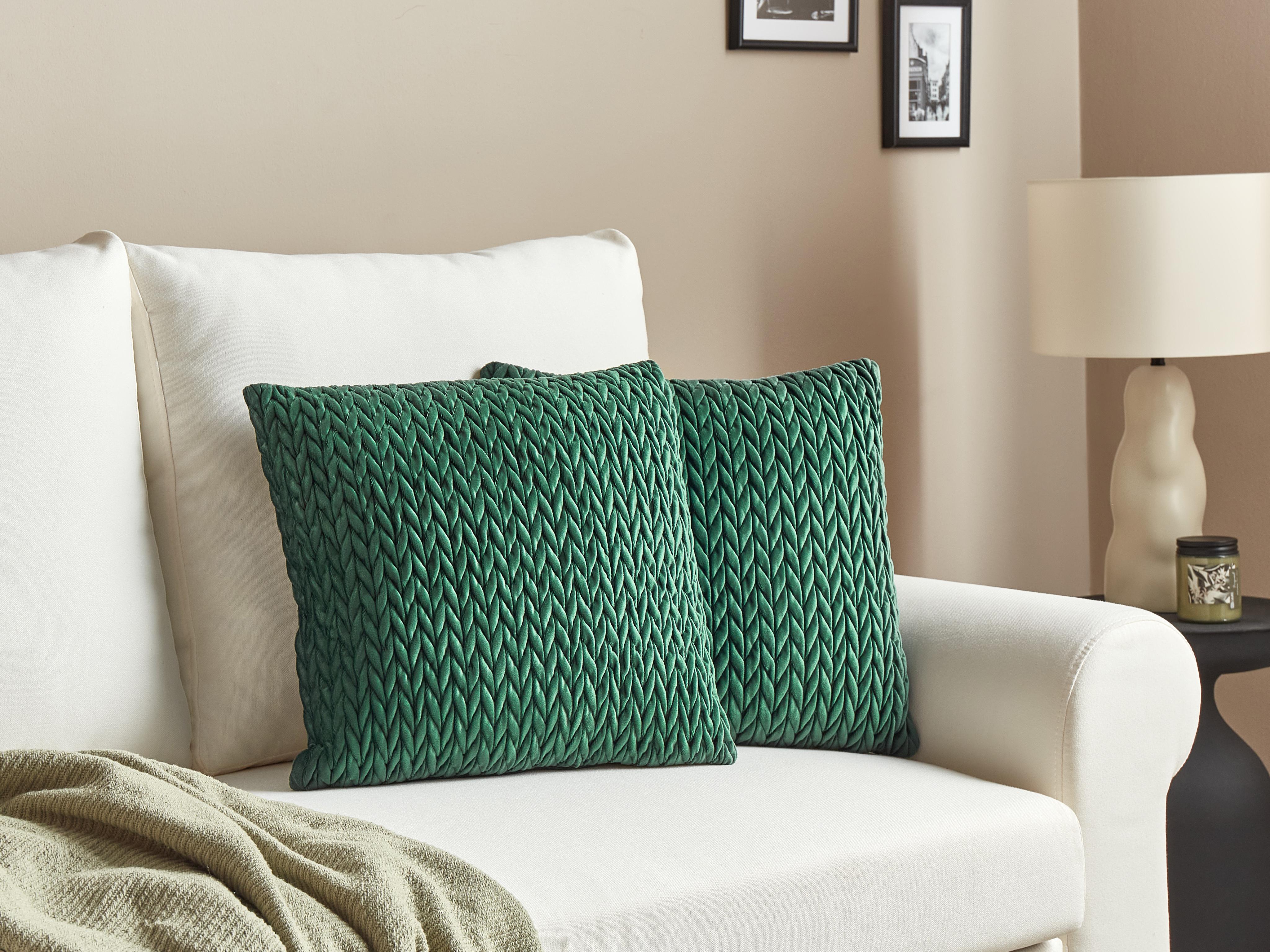 Set van 2 sierkussens ECLIPTA 45 x 45 cm Groen effen