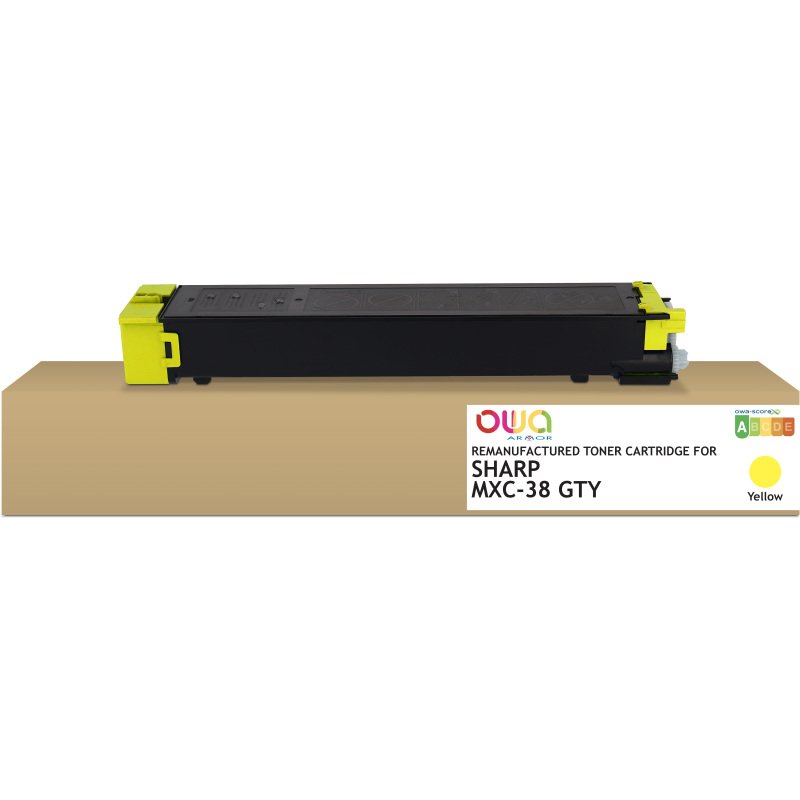 Toner remanufacturé OWA - standard - Jaune - pour SHARP MXC-38GTY, SHARP MXC-38GTY