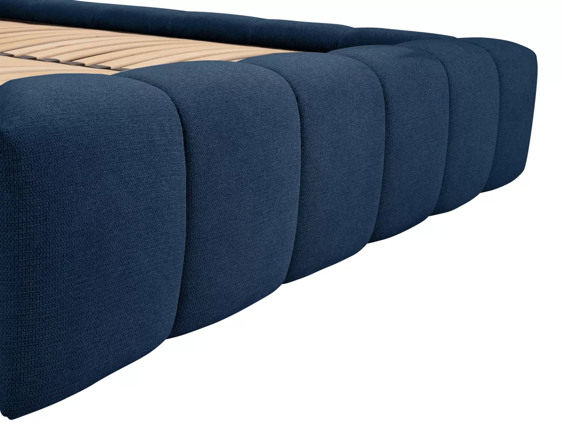 Lit coffre 180 x 200 cm - Tissu - Bleu nuit - FORVIK II de Pascal Morabito