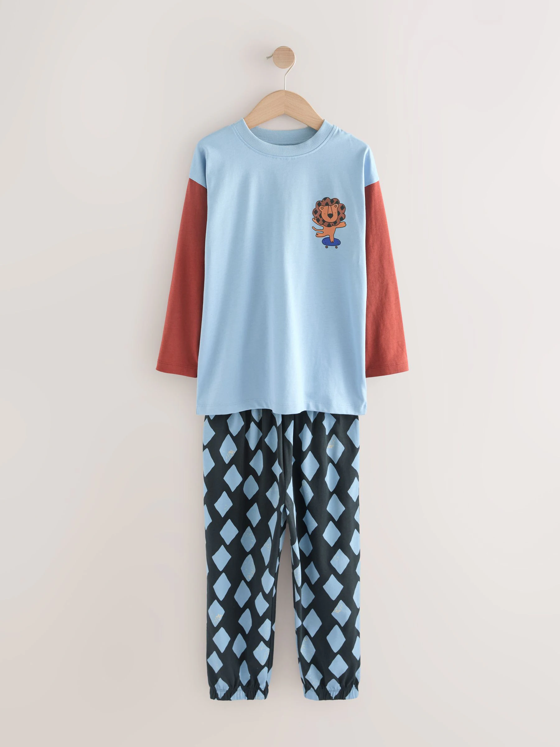 Blauw/bruin met dinosaurus - Verpakking van 3 oversized pyjama's 3 (9mnd -10jr)