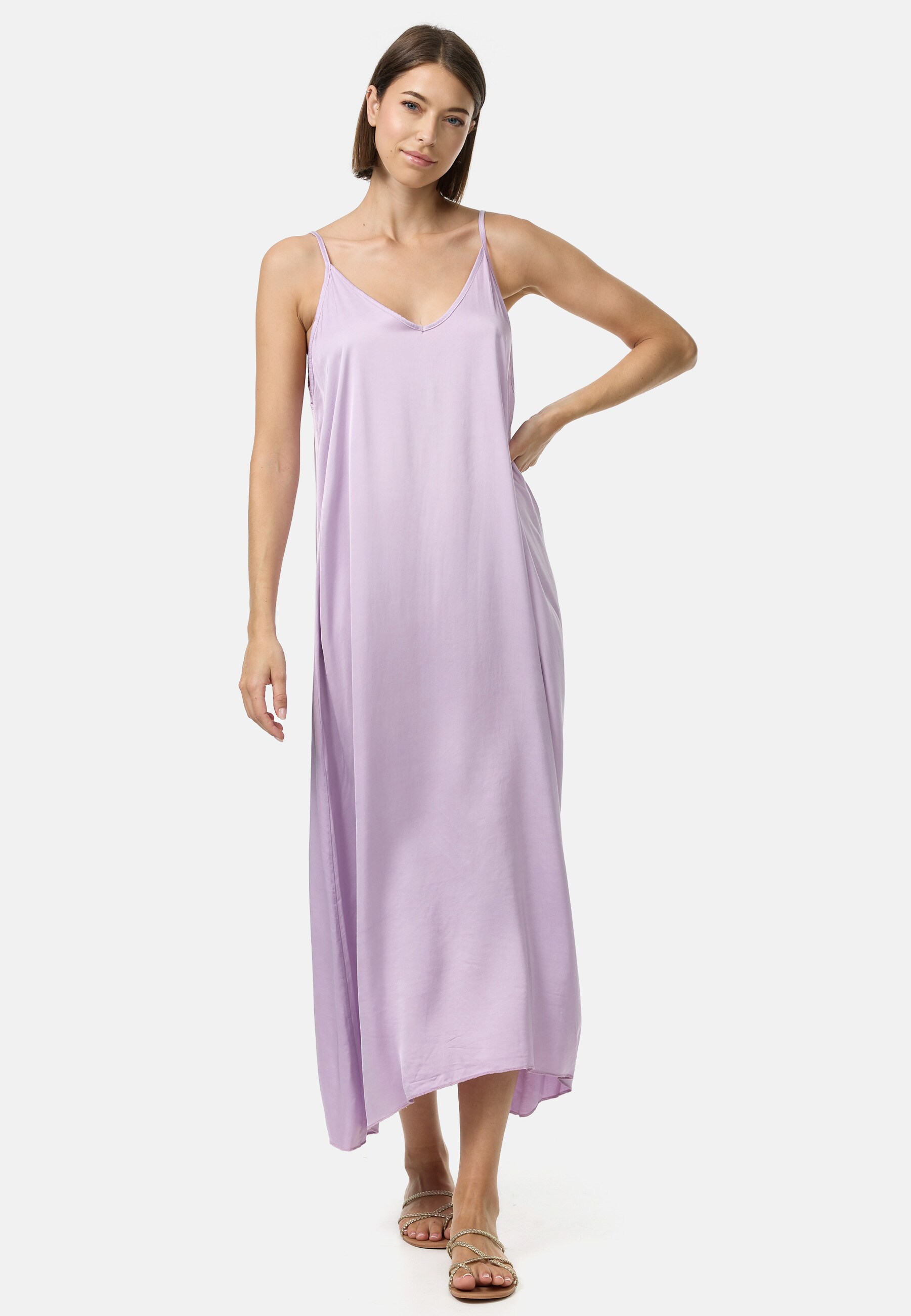 PM SELECTED Damen Elegantes Satin Maxikleid mit Anteil an echter Seide in Einheitsgröße PM56
