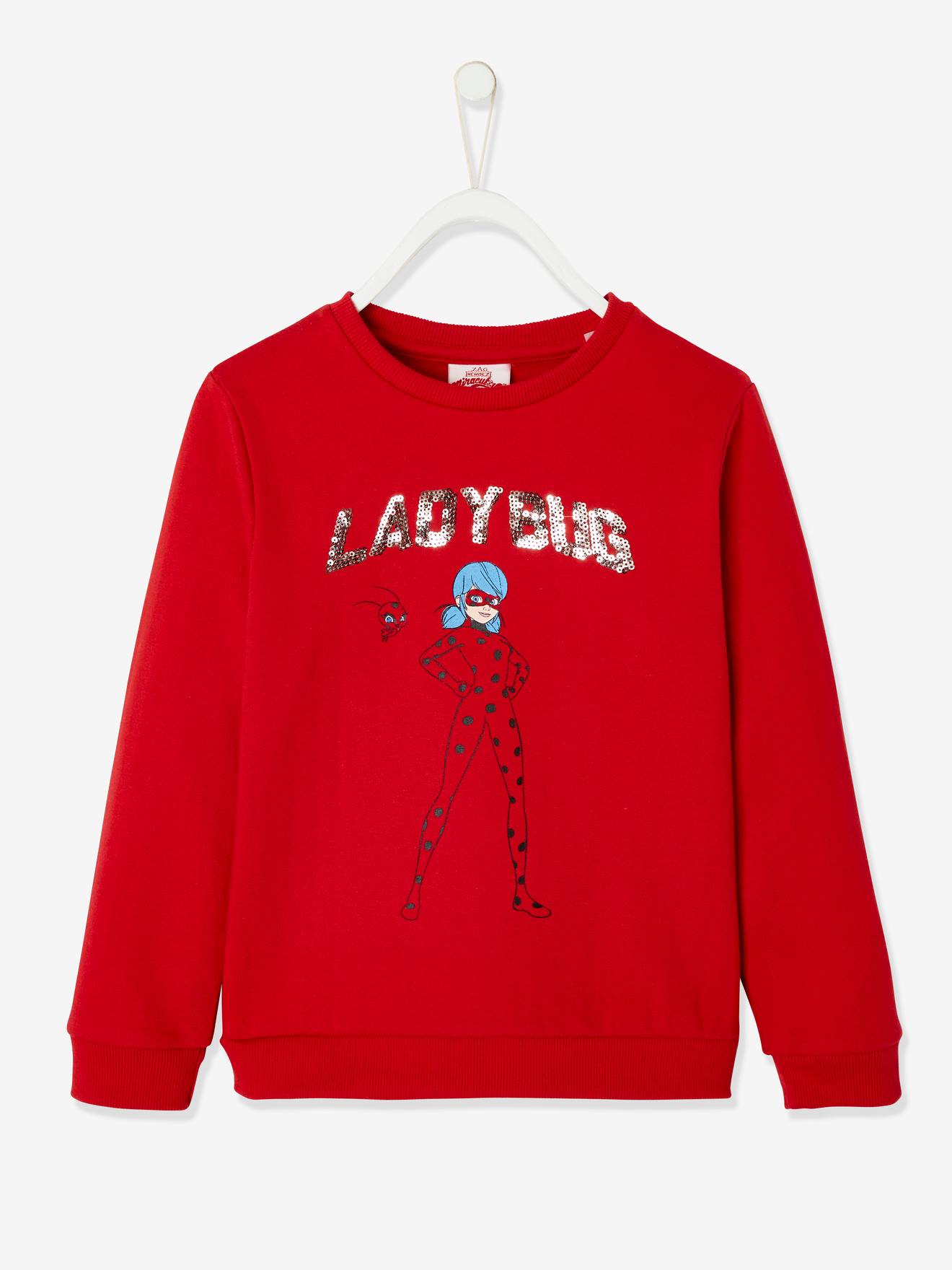 Moletom Miraculous® em vermelho vivo liso com estampas.