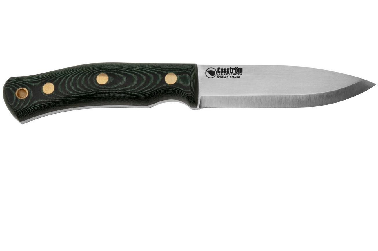 Casström No. 10 Swedish Forest Knife Scandi 14107, 14C28N Green Micarta Kydex, bushcraftmes