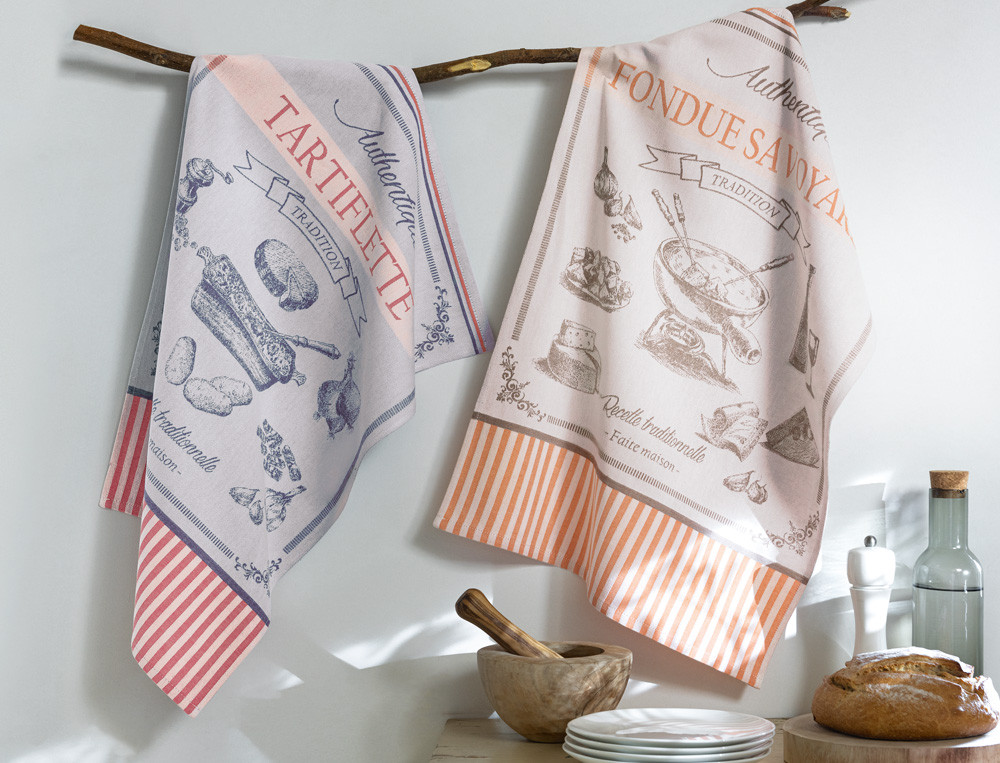 Lot de 2 torchons jacquard-Au fromage recette