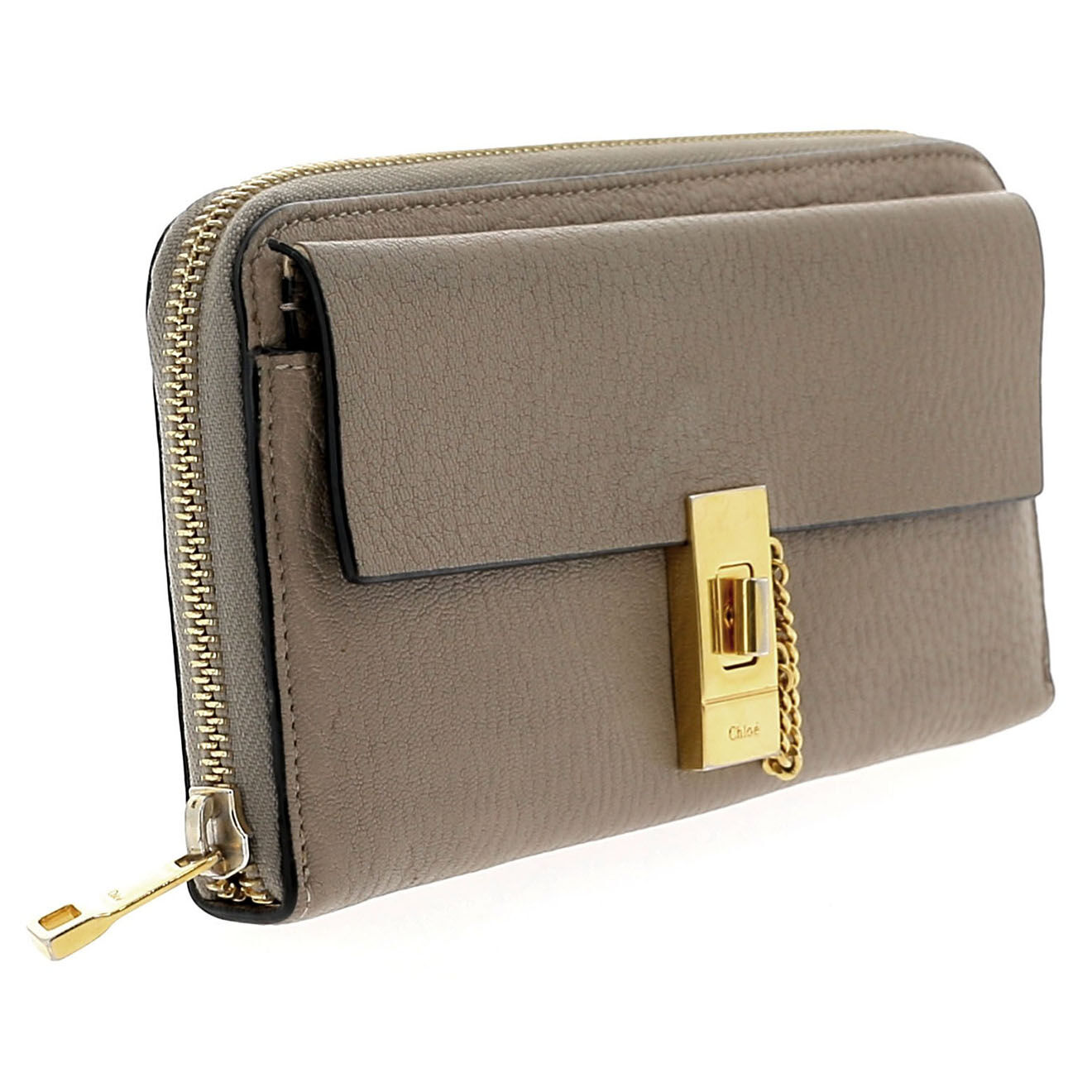 Chloé Portefeuille en Cuir taupe - Très bon état - 19x10 cm