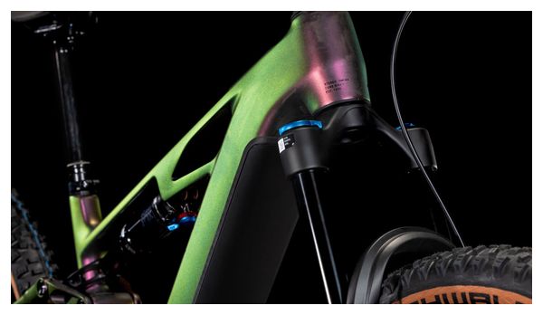 VTT Électrique Tout-Suspendu Cube Stereo Hybrid One44 HPC SLX 800 Shimano Deore XT 12V 800 Wh 27.5'' Violet Vert Molotov 2025