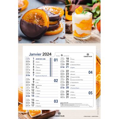 Calendrier mensuel en papier sur plaque nova - 18 x 26 cm - différents modèles disponibles - Oberthur