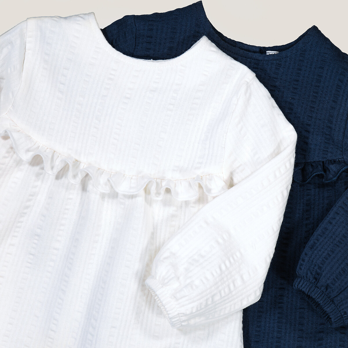 COLEÇÃO LA REDOUTE<br>Conjunto de 2 camisetas de manga comprida com babado