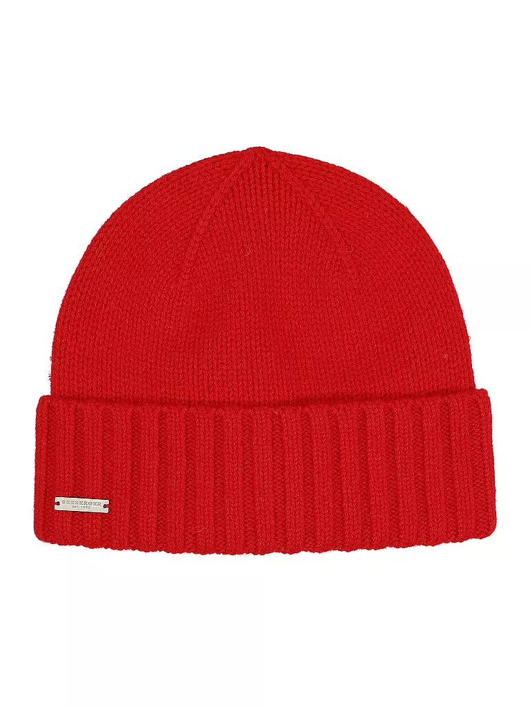 SEEBERGER Kaschmir Mütze - Haube rot