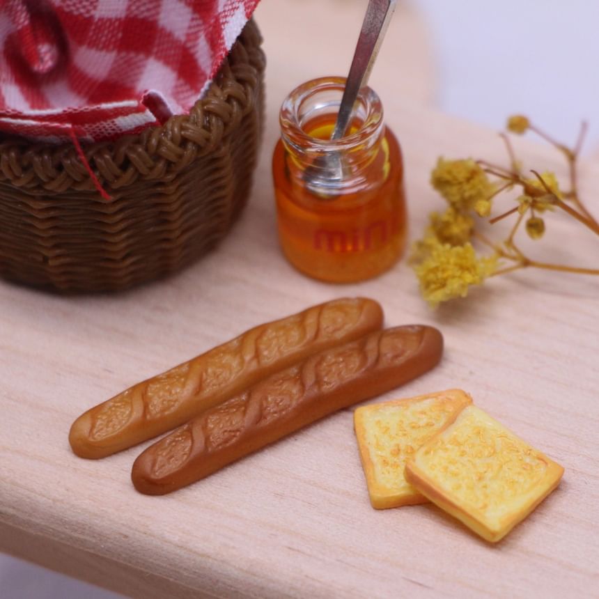Ffeluro - Set: Bakkerij + Mand + Kunstplant + Picknickkleed + Honingkan + Lepel Miniatuur