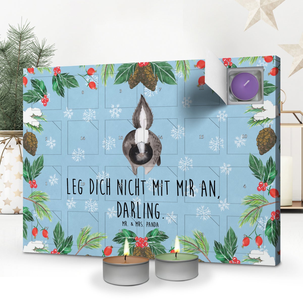 Mr. & Mrs. Panda Geurkaars Adventskalender Skunk Attack - Pastelblauw