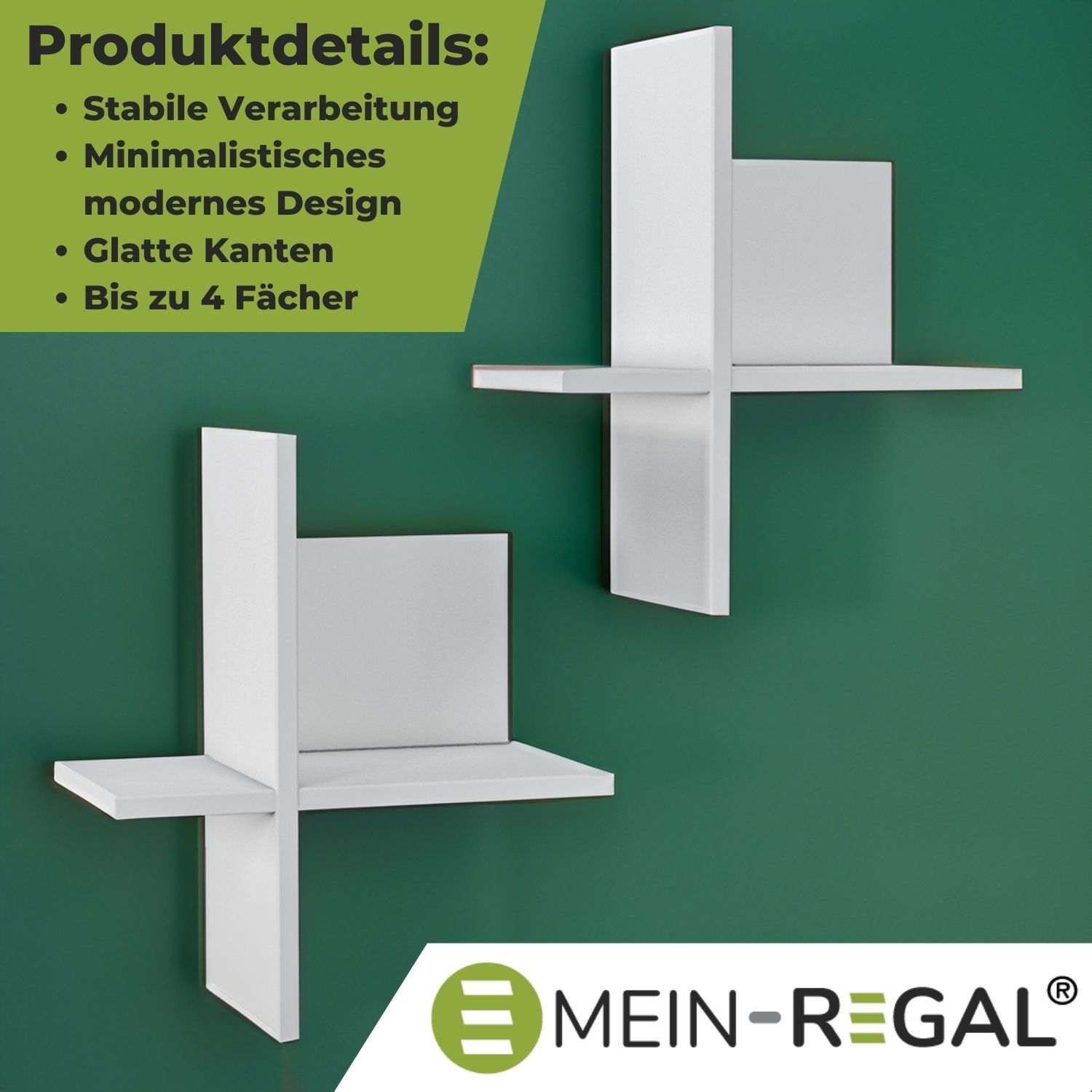 Mein-Regal 2x Wandregal BRICK 39x22x45cm MDF Holz bis zu 4 Fächer weiß