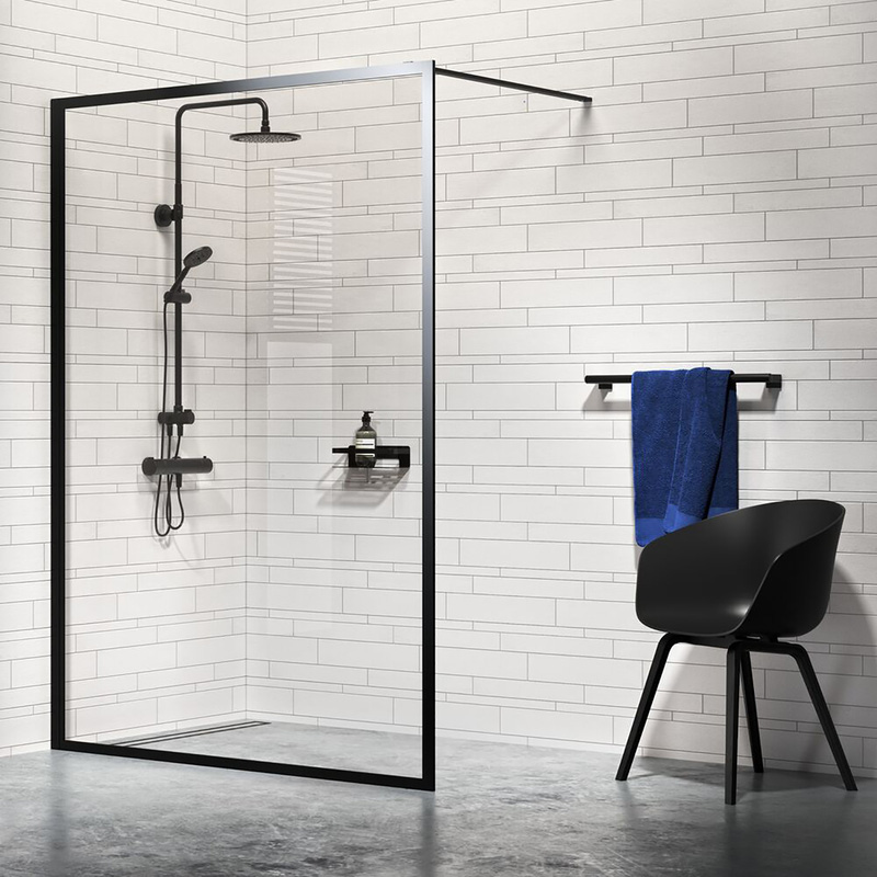 Sealskin Contour Inloopdouche type A3 98x200 cm, 6 mm helder veiligheidsglas met antikalklaag Mat zwart