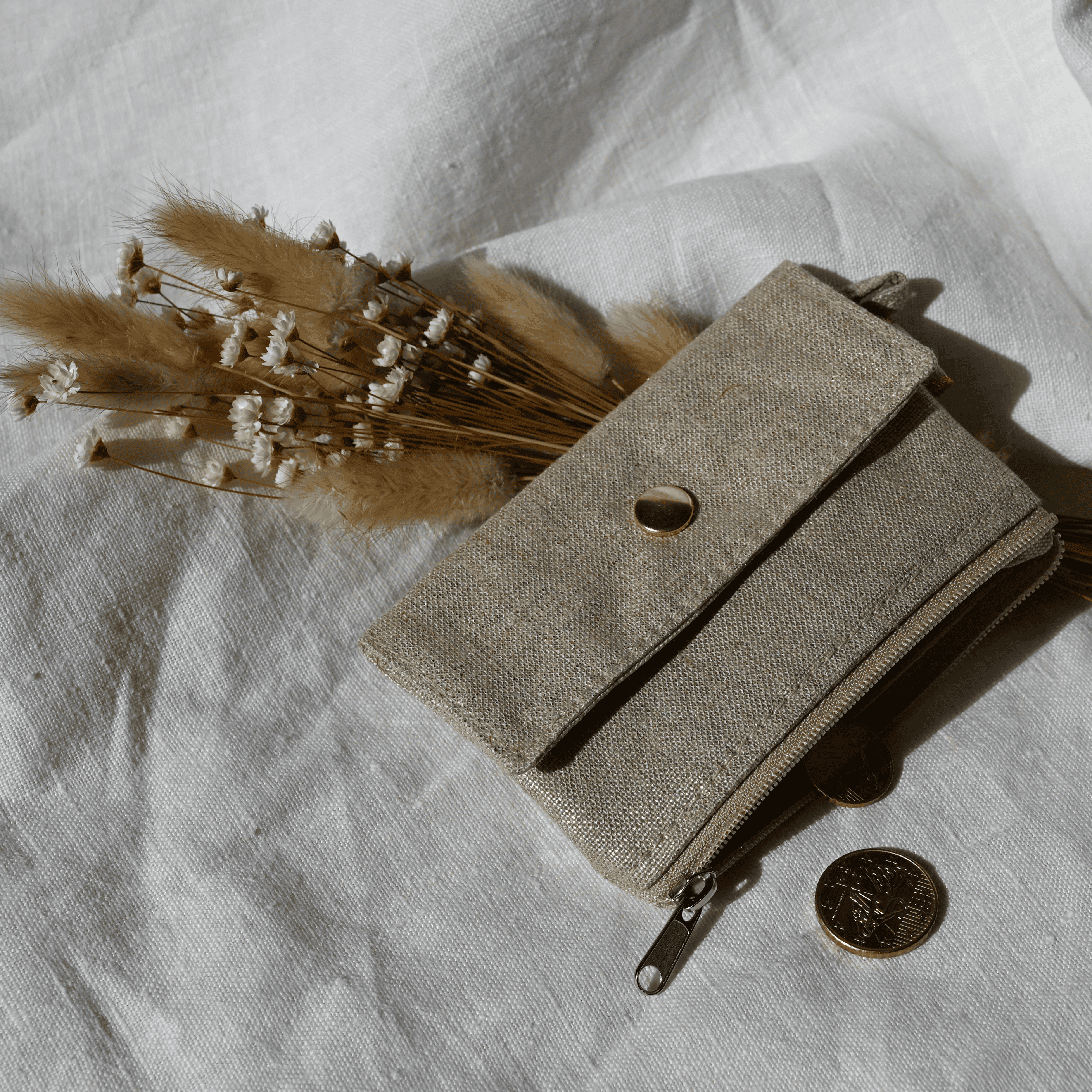 Mini Pochette Porte-Monnaie Lin Doré