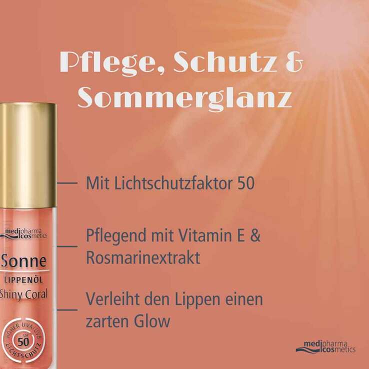 Sonne Lippenöl shiny coral LSF 50, 4 ml