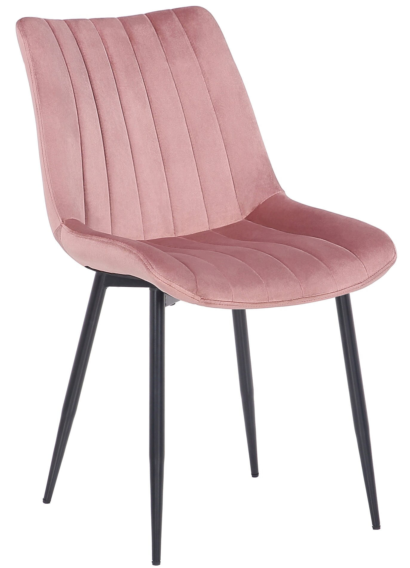 CLP 2er Set Stühle Rahden Samt Mit Schwarzem Gestell Und Einer Sitzhöhe Von 46 cm I Polsterstühle Mit Gestepptem Sitz
