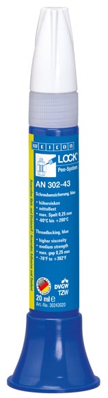 WEICONLOCK® AN 302-43 Schroefdraadborgmiddel | gemiddelde sterkte, hoge viscositeit, goedgekeurd voor drinkwatergebruik | 20 ml | blauw