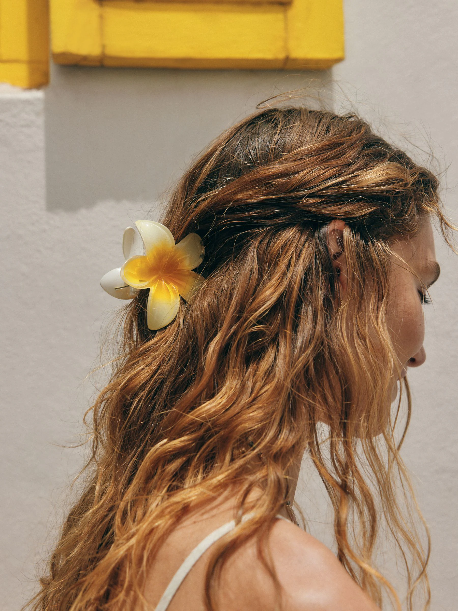 Geel/wit - Flower Claw Hair Clip