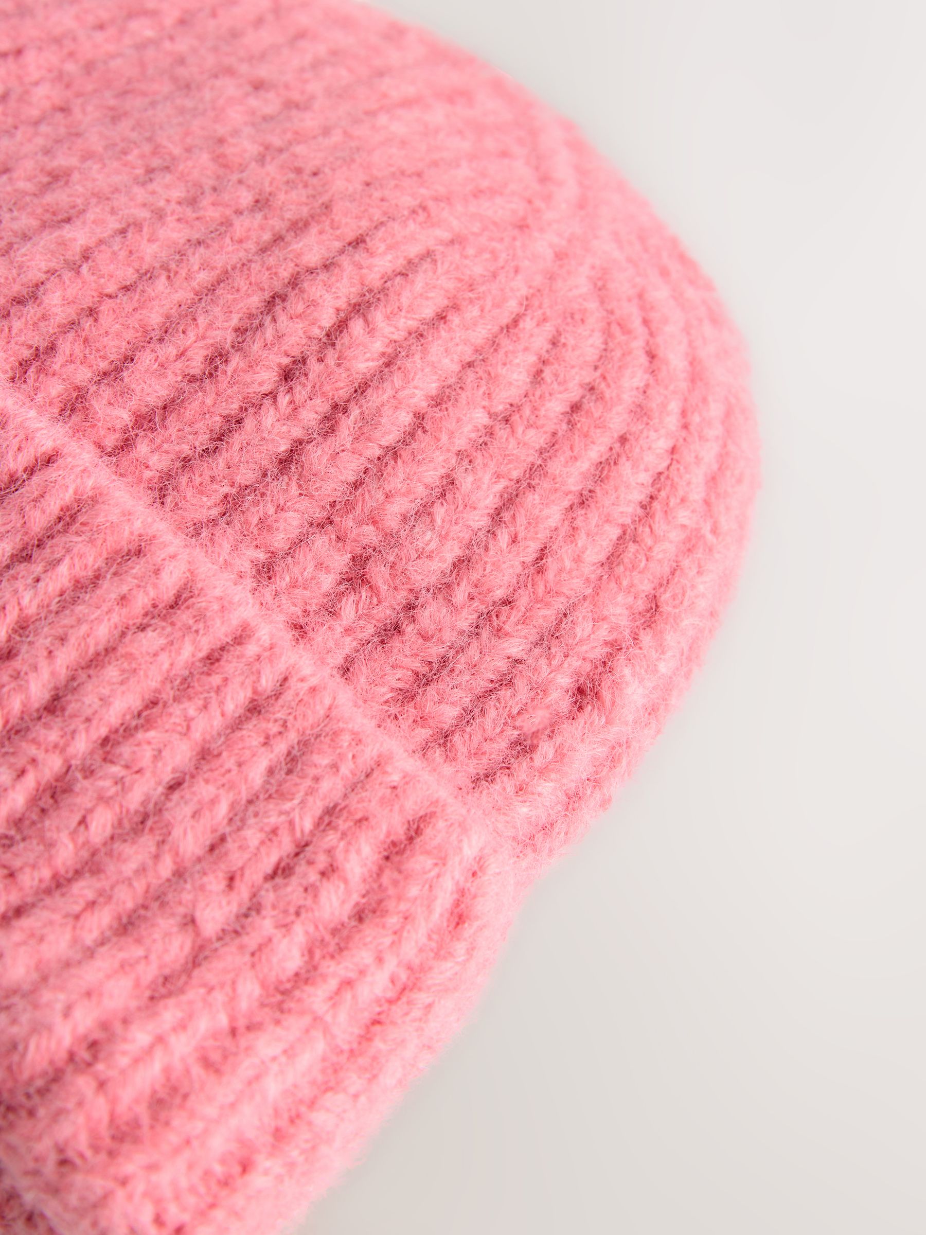 Framboosroze - Geribbelde beanie-muts met wol