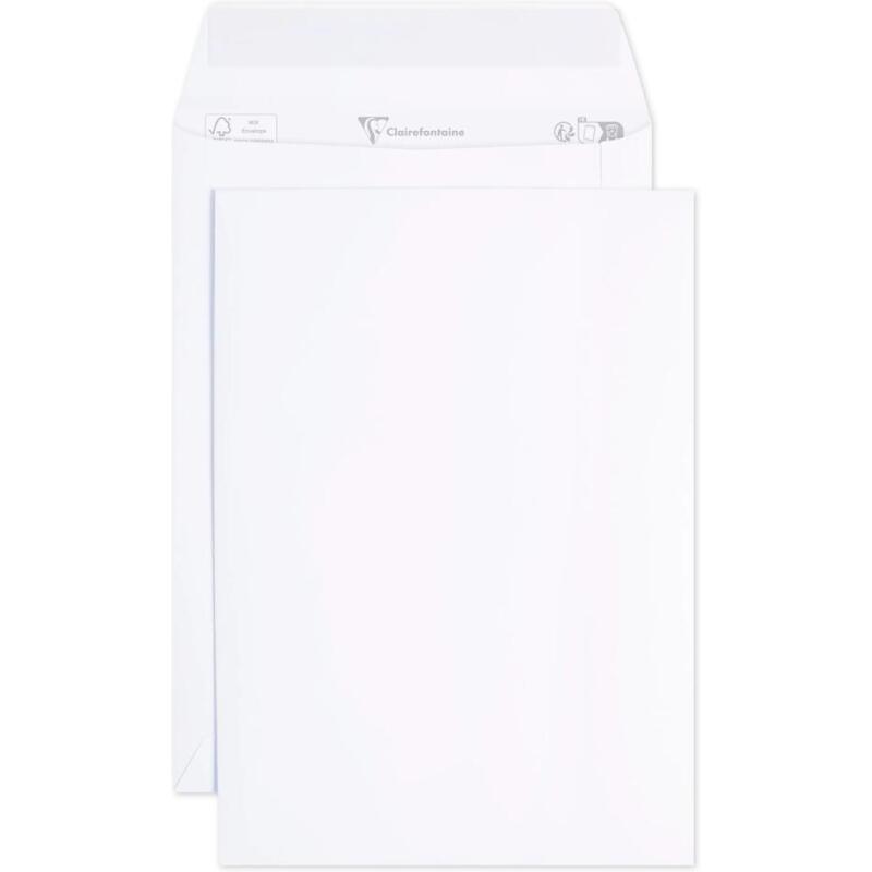 Boite de 500 Pochettes Blanches C5-162x229mm - Auto-Adhésives - 120g/m2 - Blanc