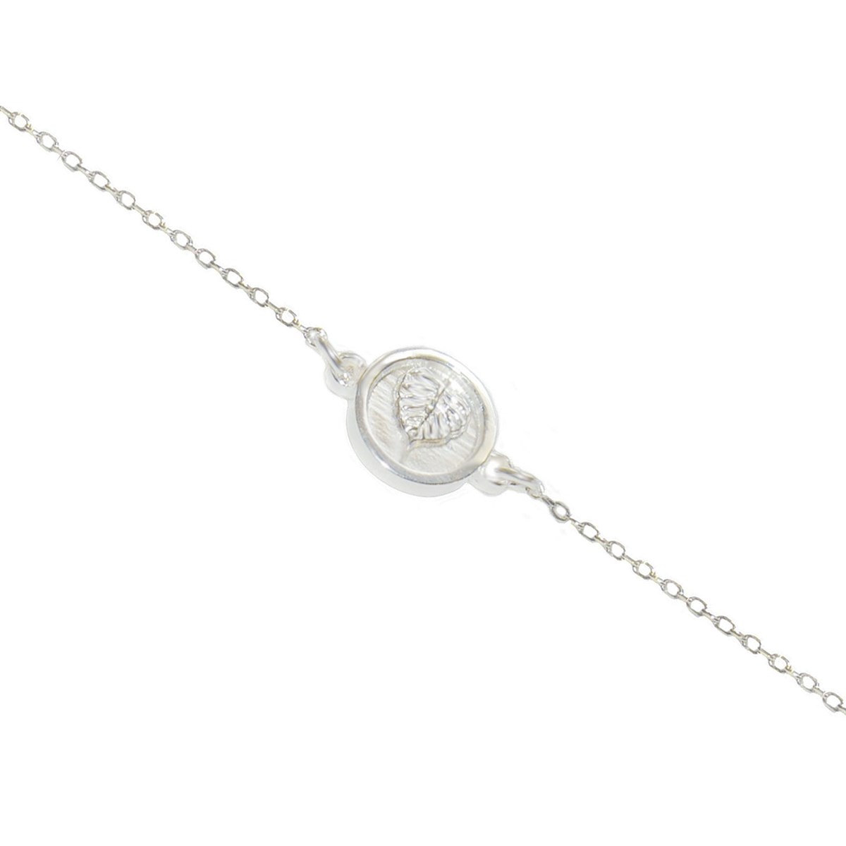 Bracelet chaînette motif feuille tropicale en argent 925