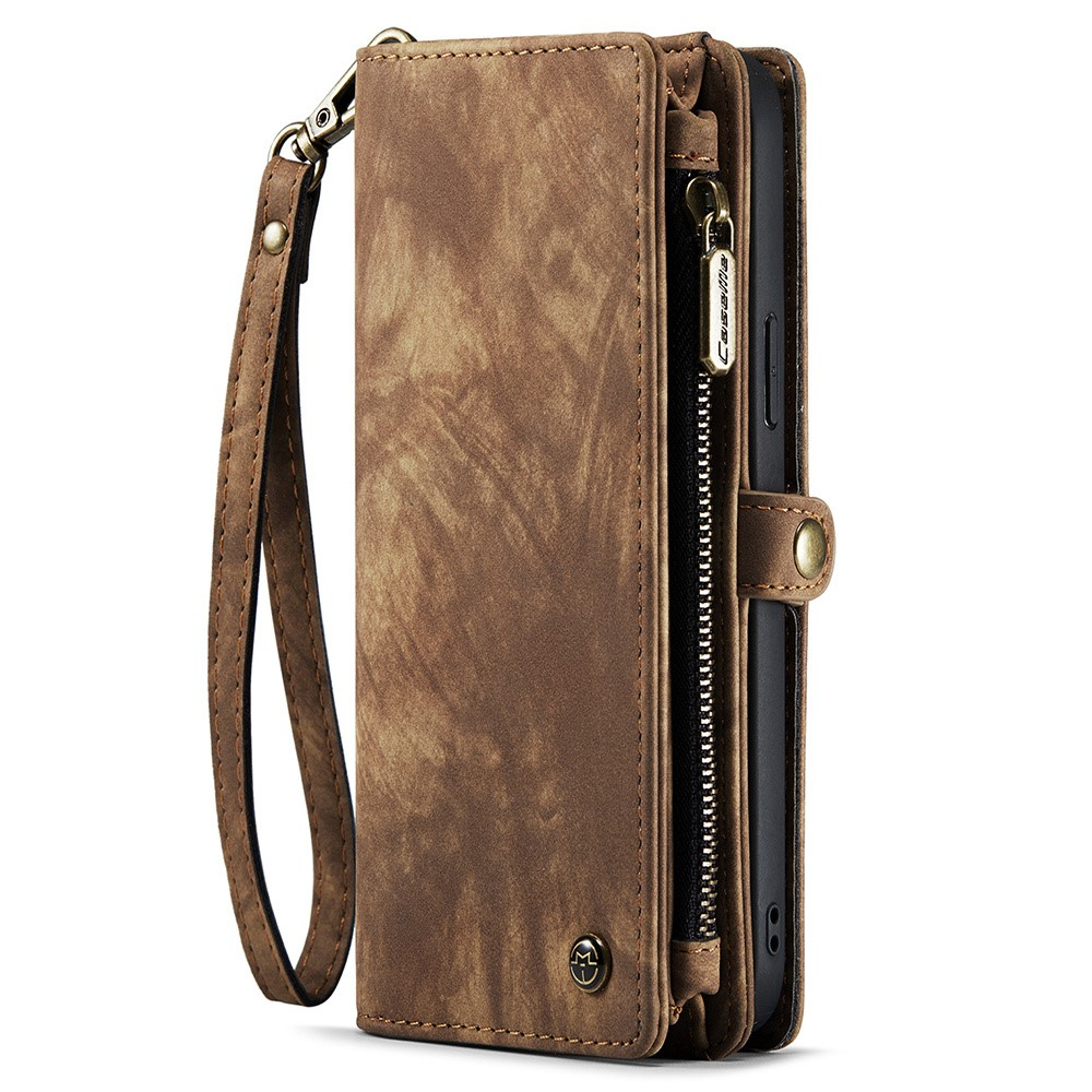 iPhone 15 Pro Max 2in1 Leder Tasche   Magnet Hardcase Karten Etui - Braun