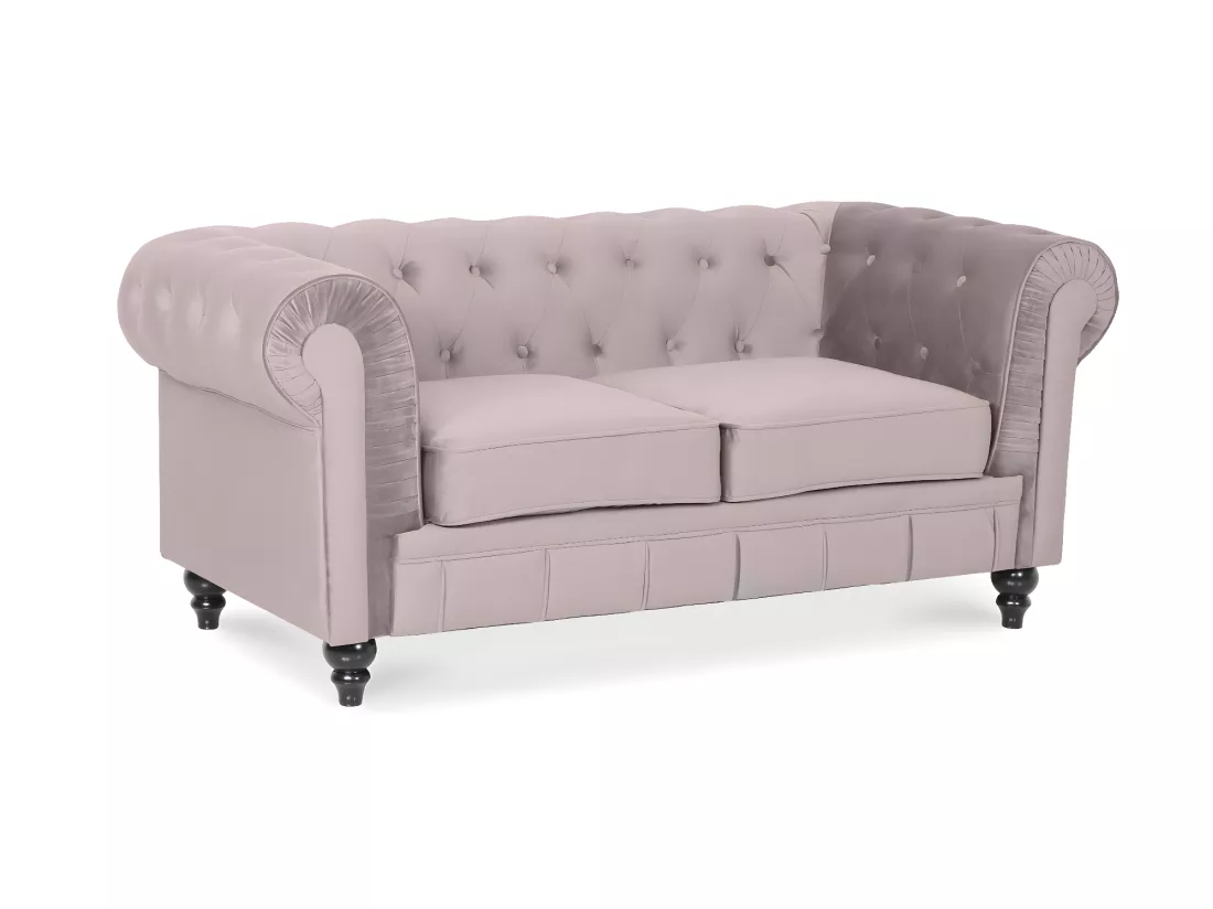 Canapé Chesterfield Velours 2 Places Altesse Taupe