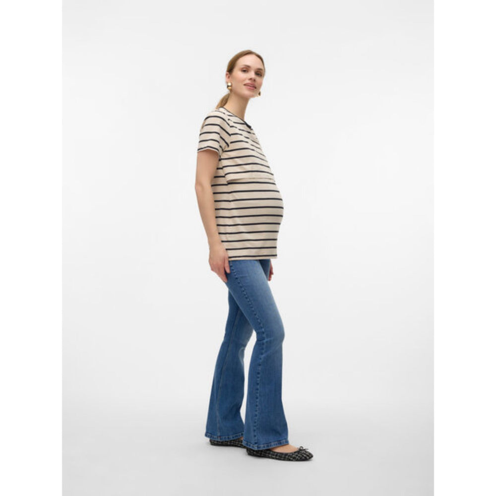 Køb Vero Moda Maternity Medium Blue Denim Sigi Flared Denim Jeans Noos