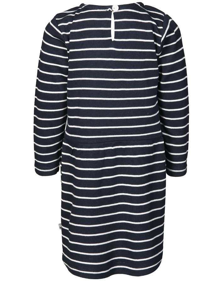 Jersey-Langarmkleid HERZ & SCHLEIFE geringelt in marine