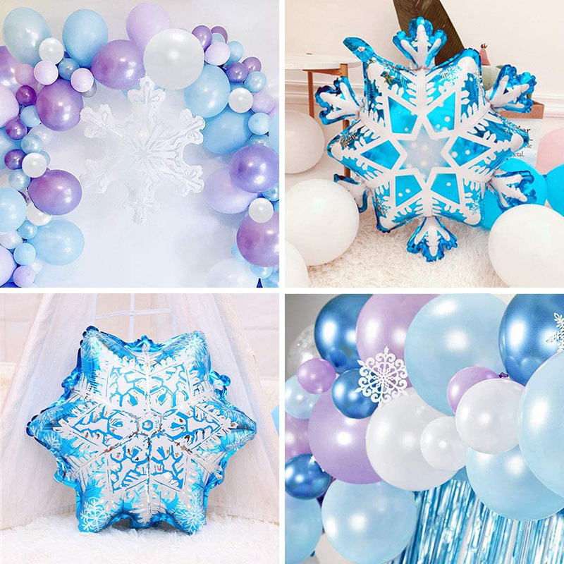 (81-tlg. Set) Party Luftballons Latex- und Folienballons   Lametta Vorhang - Blau / Weiss
