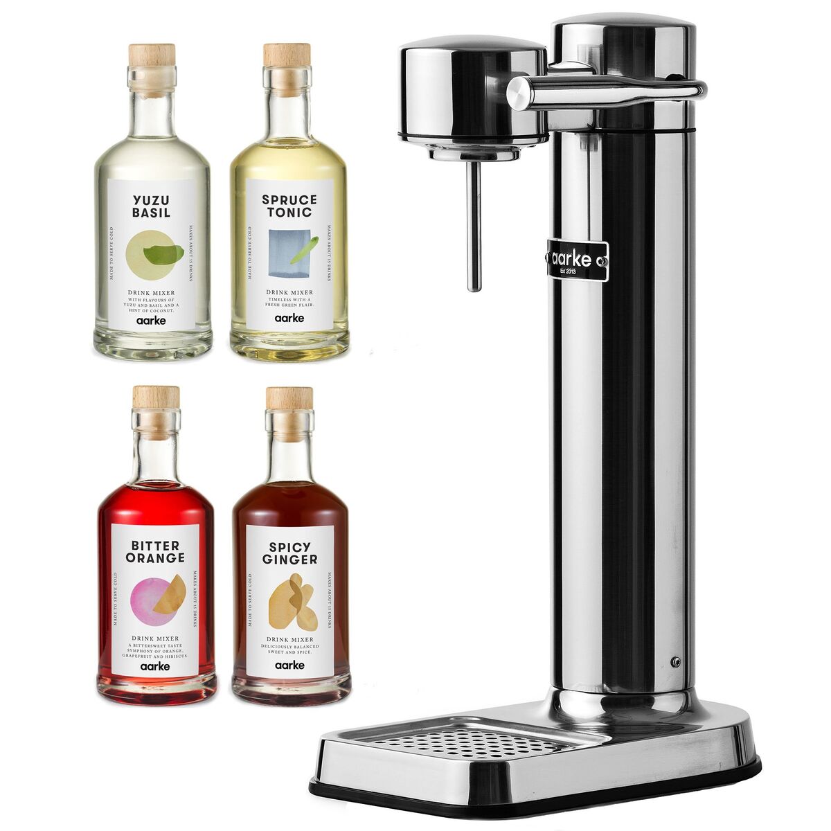 Carbonator 3 kullsyremaskin + Drink Mixer 4-pack, stål