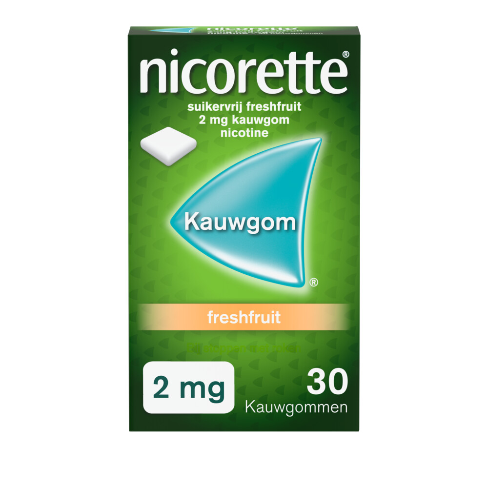 Nicorette Suikervrij Kauwgom 2 mg Fresh Fruit30 stuks