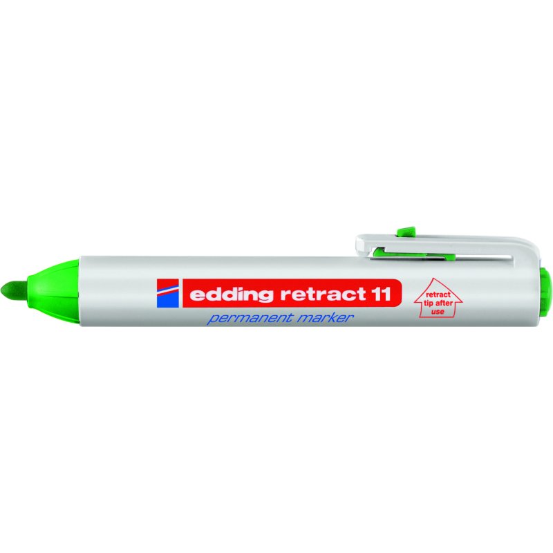 Marqueur edding permanent rétractable pointe ogive 1,5/3mm rechargeable coloris vert