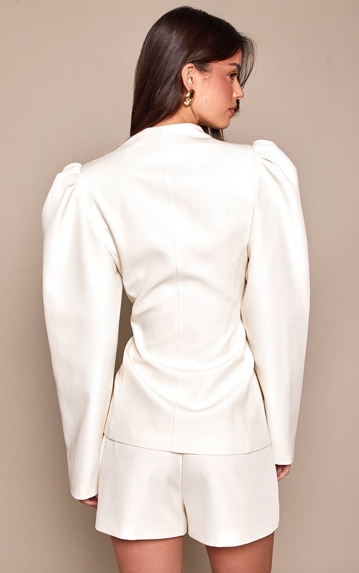 Crème Ensemble Coordonné Short Tailleur Ajusté