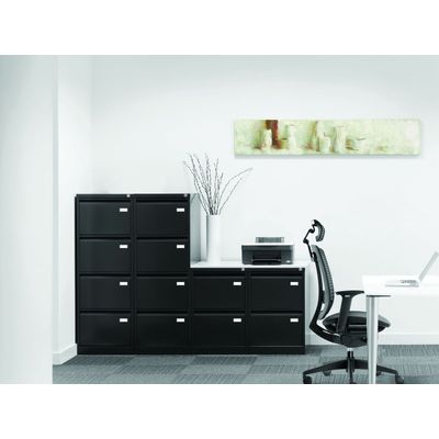 Classeur métallique pour dossiers suspendus - 4 tiroirs - H132 x L41 x P62 cm - noir