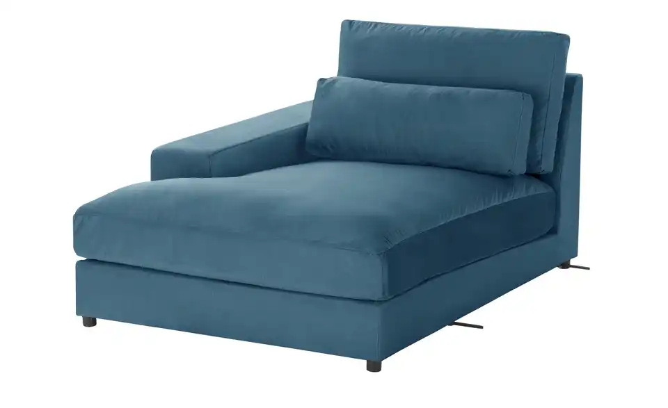 Element Branna Blau Samt Ottomane links