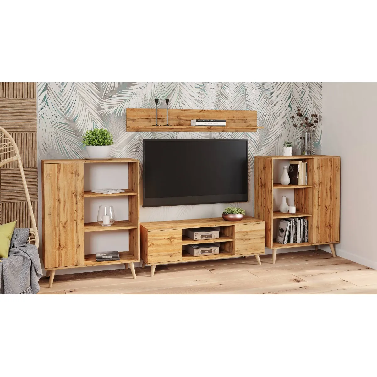 Alter Meuble TV Scandinave Erable 155x40x50