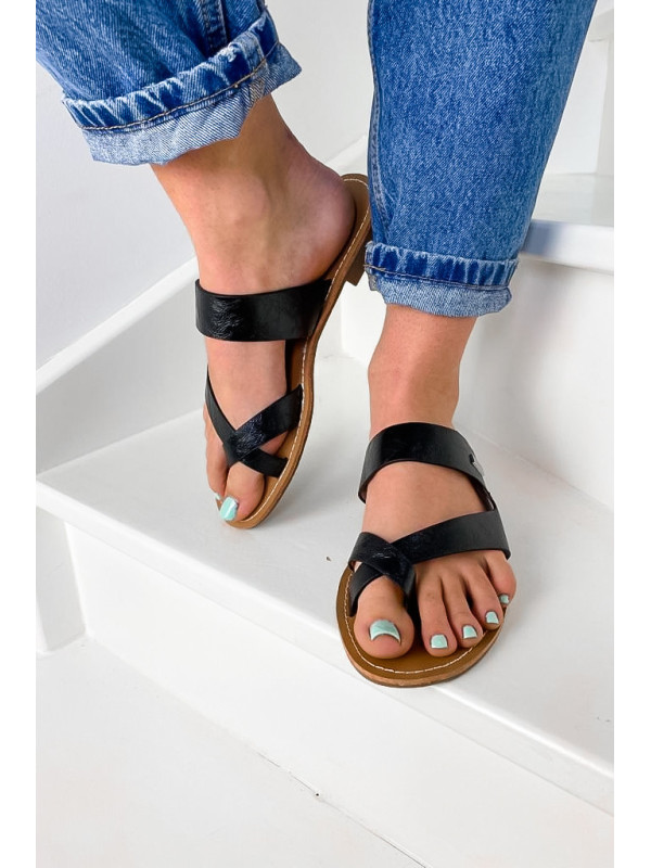 Tongs Asha Noir Metal - Les Petites Bombes