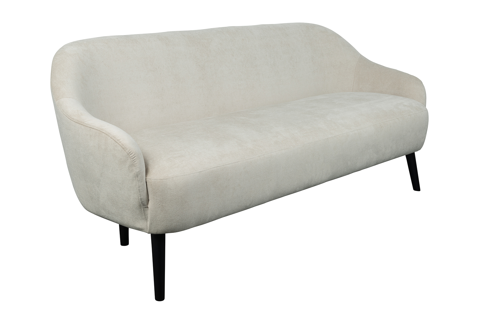 Paloma sofa 3-seter i tekstil Velvety light beige med sorte treben og C1 komfort.
