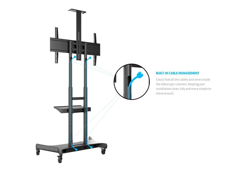 Multibrackets TV-Trolley Basic 180 Schwarz Mobiler TV-Ständer für Videokonferenzen