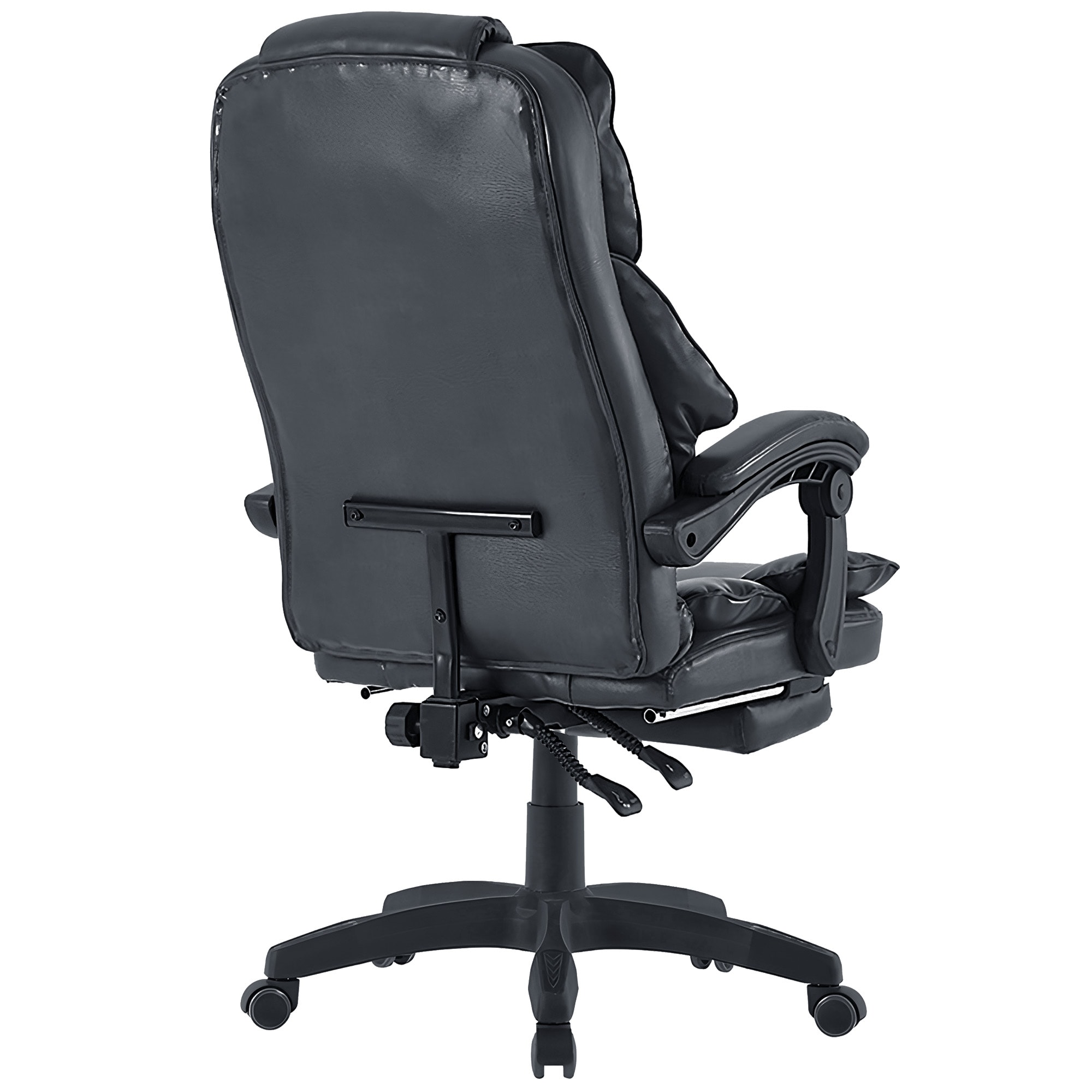 Bürostuhl mit Fußstütze und flexiblen 3-Punkt-Armlehnen - Schreibtischstuhl im Lederoptik-Design - ergonomischer Bürostuhl mit einer verstellbaren Rückenlehne für gesündere Sitzhaltung